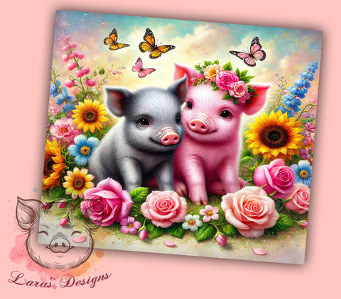 Floral Butterfly Pig 20oz Tumbler Wrap, Floral Pig, Butterfly Pig, 20oz Tumbler, Sublimation Wrap, Animal Lover Gift, Custom Tumbler, Farm Decor Sublimation Lara' s Designs 