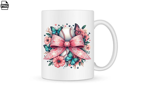 Floral Butterfly Pink Coquette Baseball PNG Printable File Sublimation Creativedesigntee 