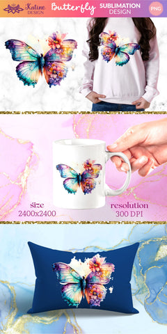 Floral Butterfly PNG, Sublimation Design, Watercolor Butterfly Clipart, Butterfly Illustrations, Butterfly Clipart, Watercolor Butterfly, Butterflies Clipart, Instant Download, Butterfly Sublimation Design, Butterfly Design, Butterfly Transparent PNG Sublimation KatineDesign 