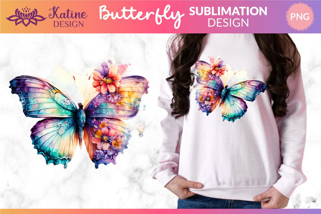 Floral Butterfly PNG, Sublimation Design, Watercolor Butterfly Clipart, Butterfly Illustrations, Butterfly Clipart, Watercolor Butterfly, Butterflies Clipart, Instant Download, Butterfly Sublimation Design, Butterfly Design, Butterfly Transparent PNG Sublimation KatineDesign 