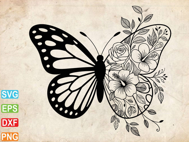 Floral Butterfly SVG, Butterfly Clipart, Floral Lover Shirt SVG Creativeart88 