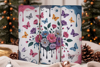 Floral Butterfly Tumbler Wrap Sublimation DesignSVG 