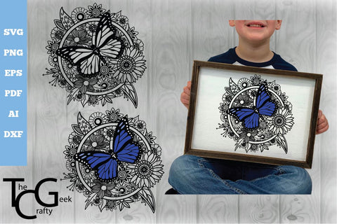 Floral Butterfly Zentangle SVG SVG The Crafty Geek 