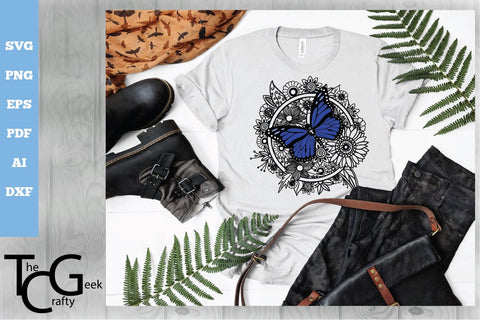 Floral Butterfly Zentangle SVG SVG The Crafty Geek 