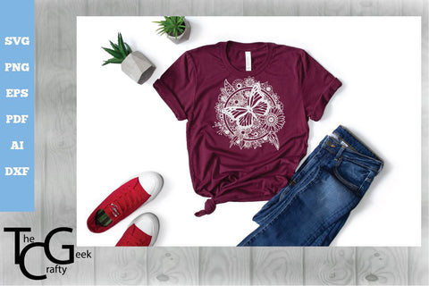 Floral Butterfly Zentangle SVG SVG The Crafty Geek 