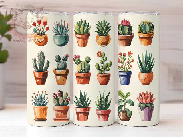 Floral Cactus 20oz Tumbler Wrap, Succulent Tumbler Design, 20oz Sublimation Wrap, Desert Plant Tumbler, Boho Greenery Tumbler, Nature Drinkware, Floral Cactus Pattern Sublimation Lara' s Designs 