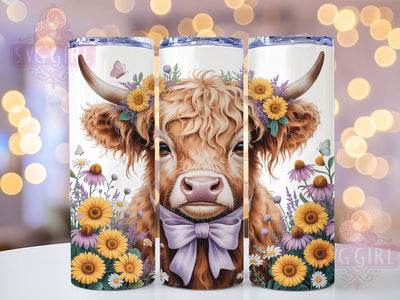Floral Calf Butterfly 20oz Tumbler, Floral Theme, Calf Motif, Butterfly Design, Glow Effect, Whimsical Charm, Skinny Tumbler, Sublimation PNG Sublimation SvggirlplusArt 