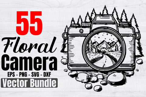 Floral Camera Svg Bundle, Photographer SVG SVG Creativeart88 
