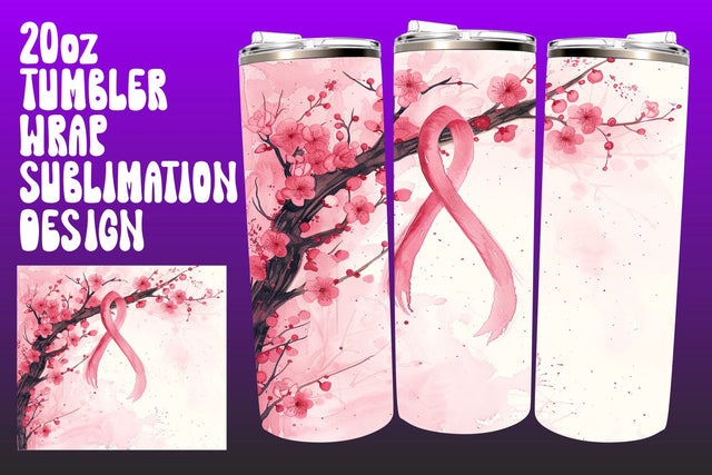 Floral Cancer Awareness Tumbler Sublimation afrosvg 
