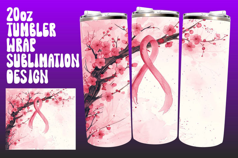 Floral Cancer Awareness Tumbler Sublimation afrosvg 