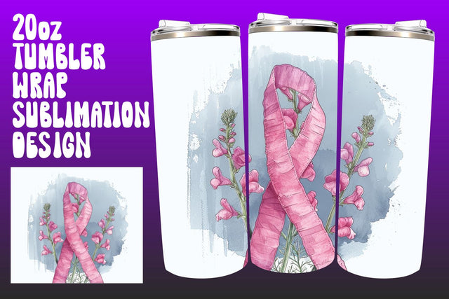 Floral Cancer Awareness Tumbler Wrap Sublimation afrosvg 