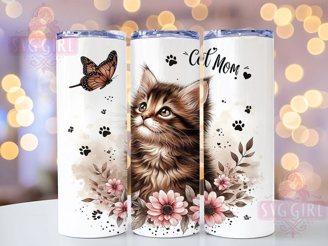 Floral Cat Mom Kitty Lover Tumbler, Floral Cat Lover Cup, Cute Kitty Sublimation, Pet Lover Gift, Pastel Cat Wrap, Cat Mom Coffee Mug, Whimsical Floral Cat Sublimation SvggirlplusArt 