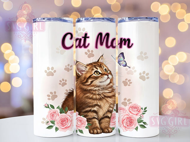 Floral Cat Mom Kitty Lover Tumbler, Floral Cat Lover Cup, Cute Kitty Sublimation, Pet Lover Gift, Pastel Cat Wrap, Cat Mom Coffee Mug, Whimsical Floral Cat Sublimation SvggirlplusArt 