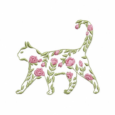Floral Cat Silhouette Machine Embroidery Design for 4x4 5x7 6x10 Hoops Digital File Embroidery/Applique DESIGNS Nino Nadaraia 