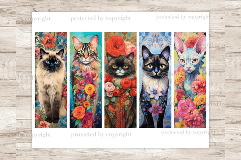 Floral Cats Bookmarks | Pets Printable Bundle SVG GlamArtZhanna 