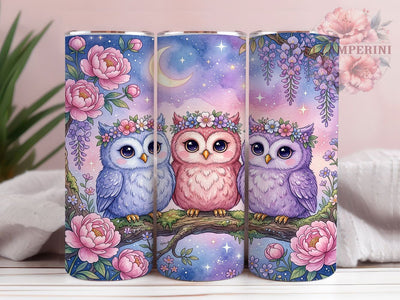 Floral Celestial Owl Trio 20oz Tumbler, Floral Celestial Owl, Celestial Owl Trio, Owl Trio Tumbler, Floral Owl Tumbler, Celestial Tumbler, Owl Tumbler, 20oz Tumbler Sublimation Li Zamperini 