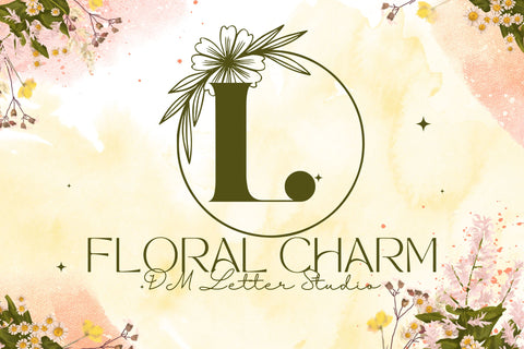 Floral Charm Monogram Font Dm Letter Studio 