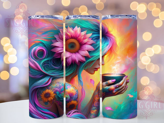 Floral Chic Caffeine Queen Tumbler, Caffeine Queen Wrap, 20oz Tumbler Sublimation, Feminine Coffee Design, Floral Brew Tumbler, Chic Espresso Wrap, Coffee Lover Sublimation Sublimation SvggirlplusArt 