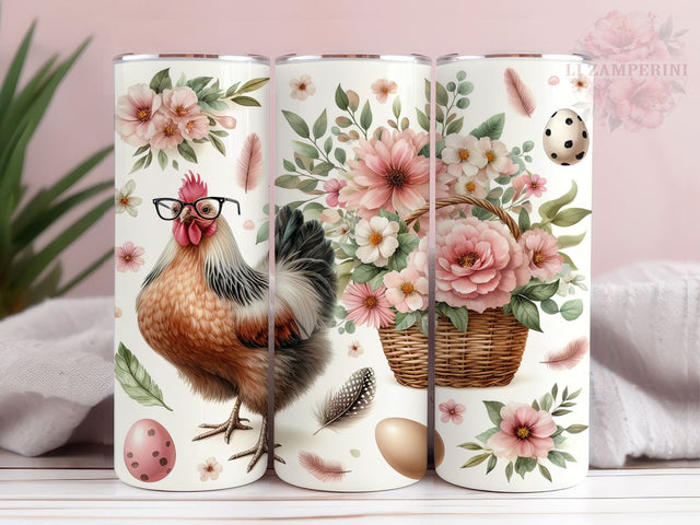 Floral Chicken 20oz Tumbler Wrap PNG, Chicken Tumbler Png, Straight & Tapered Tumbler Wrap, Instant Digital Download Sublimation Li Zamperini 