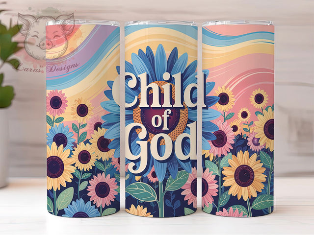 Floral Child of God Faith Tumbler, Christian Floral Wrap, Faith Based Tumbler PNG, Inspirational Tumbler Design, Floral Religious Wrap, God’s Child Tumbler, 20oz Faith Tumbler Sublimation Lara' s Designs 
