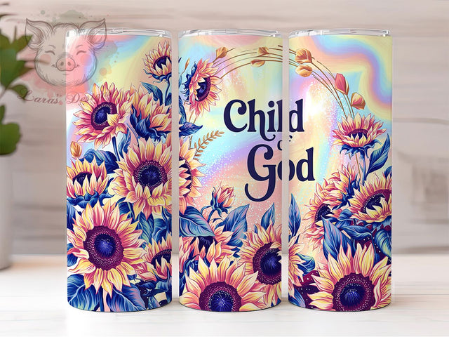 Floral Child of God Faith Tumbler, Christian Floral Wrap, Faith Based Tumbler PNG, Inspirational Tumbler Design, Floral Religious Wrap, God’s Child Tumbler, 20oz Faith Tumbler Sublimation Lara' s Designs 