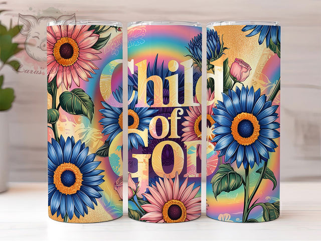 Floral Child of God Faith Tumbler, Christian Floral Wrap, Faith Based Tumbler PNG, Inspirational Tumbler Design, Floral Religious Wrap, God’s Child Tumbler, 20oz Faith Tumbler Sublimation Lara' s Designs 