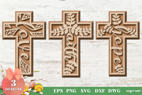 Floral Christian Crosses Laser Cut SVG SvgOcean 