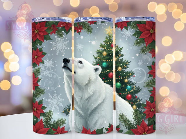 Floral Christmas Polar Bear Tumbler, Floral Holiday Sublimation Design, Winter Polar Bear Tumbler Wrap, 20oz Skinny Tumbler Wrap, Cute Polar Bear Christmas Wrap, Festive Holiday Drinkware, Merry Christmas Fl Sublimation SvggirlplusArt 