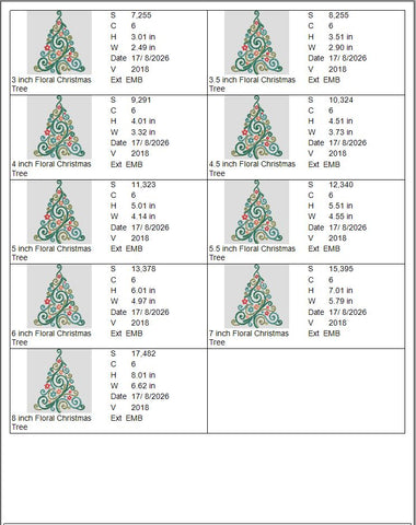 Floral Christmas Tree Machine Embroidery Design – Swirl Christmas Tree Embroidery File Embroidery/Applique DESIGNS PatternFeed8 