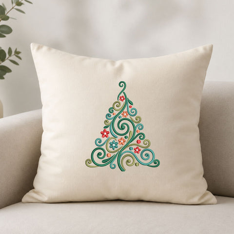 Floral Christmas Tree Machine Embroidery Design – Swirl Christmas Tree Embroidery File Embroidery/Applique DESIGNS PatternFeed8 