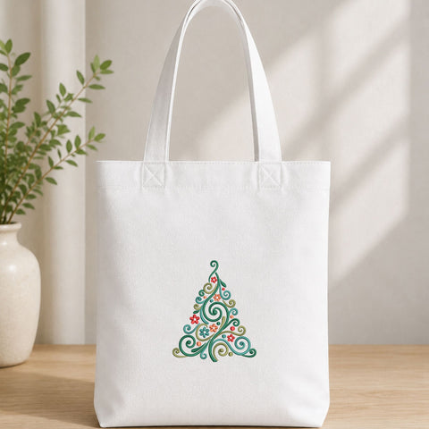 Floral Christmas Tree Machine Embroidery Design – Swirl Christmas Tree Embroidery File Embroidery/Applique DESIGNS PatternFeed8 