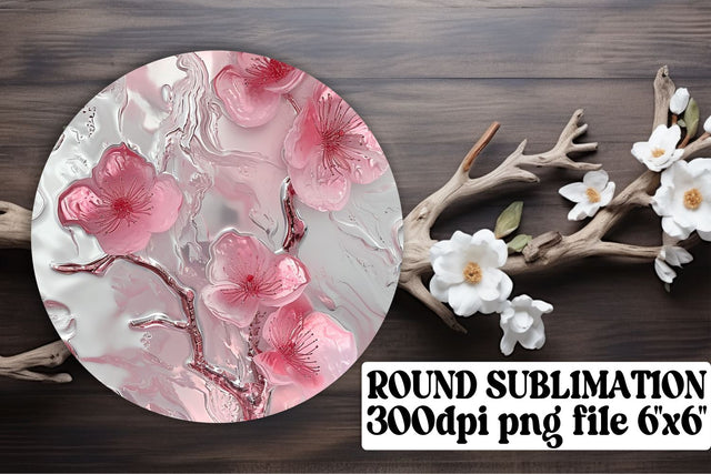 Floral Circle Decor Sublimation: Keychain, Coaster, Round Ornaments Pack Sublimation afrosvg 