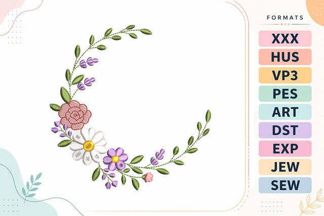 Floral Circle Frame Flowers Embroidery Design Embroidery/Applique DESIGNS sg embroidery 