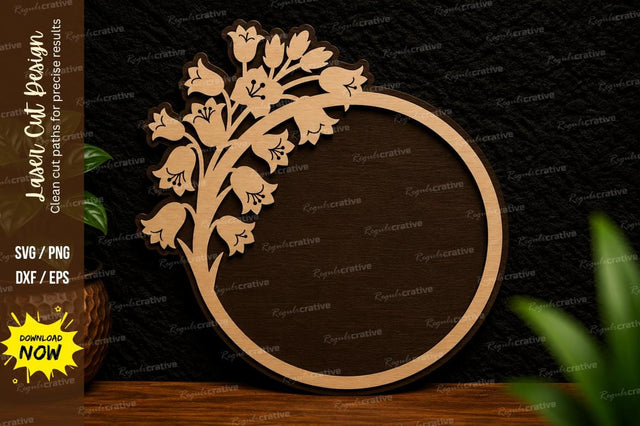 Floral Circle Frame Laser Cut SVG Design SVG Regulrcrative 