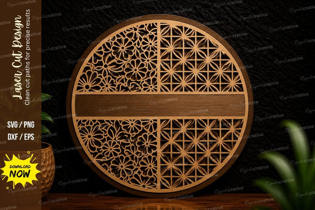 Floral Circle Frame Laser Cut Svg Design SVG Regulrcrative 