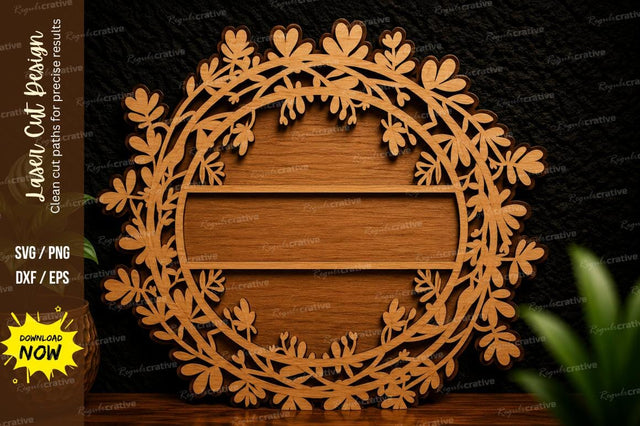 Floral Circle Frame Laser Cut Svg Design SVG Regulrcrative 
