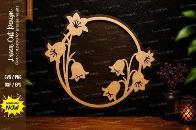 Floral Circle Frame Laser Cut SVG Design SVG Regulrcrative 