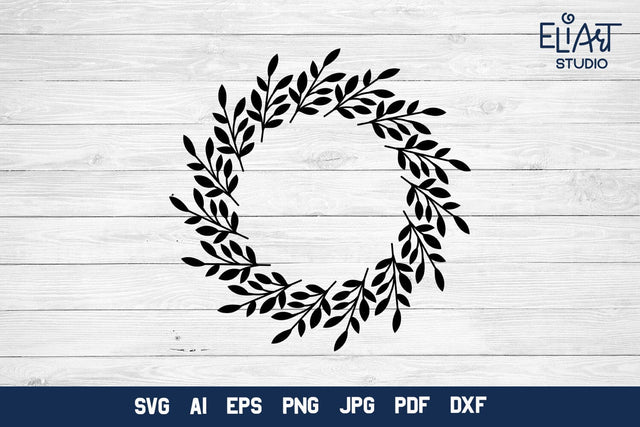 Floral Circle Frame, Leaves Round Monogram Frame. SVG Elinorka 
