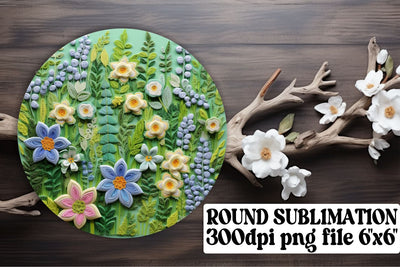 Floral Circle Ornaments - 3D Embroidery, Round Ornaments, Circle, Keychain, Car Coaster Sublimation afrosvg 