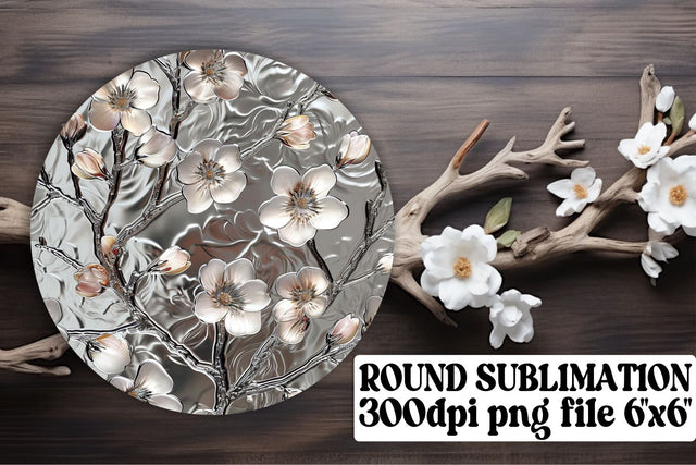 Floral Circle Sublimation Collection: Keychain, Coaster, Round Ornaments Sublimation afrosvg 