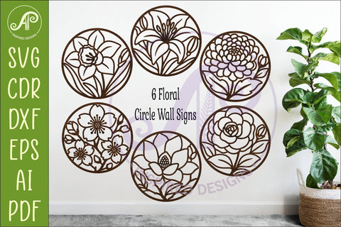 Floral Circle Wall Sign SVG Bundle Decor SVG APInspireddesigns 