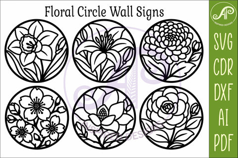 Floral Circle Wall Sign SVG Bundle Decor SVG APInspireddesigns 