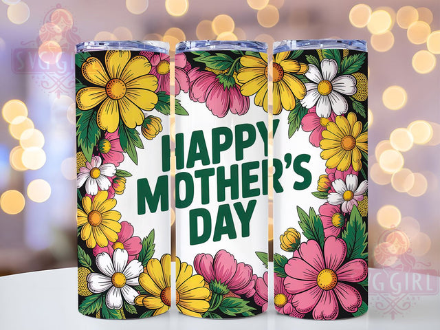 Floral Colorful Mom 20oz Tumbler, Floral Mom, Colorful Flowers, Lush Border, Happy Mother's Day, Sublimation Design, Tumbler Wrap Sublimation SvggirlplusArt 