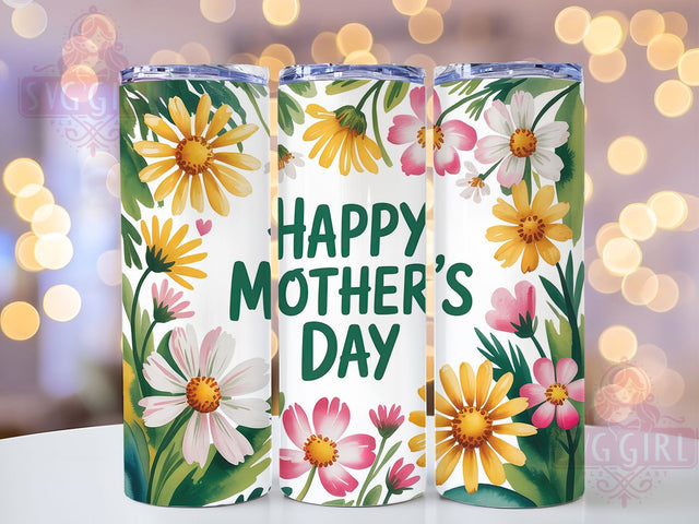 Floral Colorful Mom 20oz Tumbler, Floral Mom, Colorful Flowers, Lush Border, Happy Mother's Day, Sublimation Design, Tumbler Wrap Sublimation SvggirlplusArt 