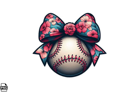 Floral Coquette Bow Softball PNG Printable File Sublimation Creativedesigntee 