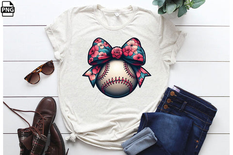 Floral Coquette Bow Softball PNG Printable File Sublimation Creativedesigntee 