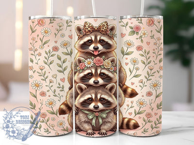 Floral Coquette Raccoon 20oz Tumbler, Floral Coquette Raccoon, 20oz Tumbler Wrap, Sublimation Design, Cute Animal Art, Digital Download, Tumbler PNG, Coquette Raccoon Wrap Sublimation ToriDesigns 