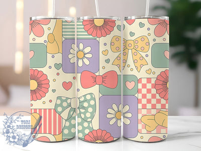 Floral Coquette Spring Tumbler, Girly Spring Tumbler, Summer Flowers 20oz Wrap, Sublimation Design, Feminine Gift Idea, Whimsical Floral Wrap, Stylish Coquette Tumbler Sublimation ToriDesigns 