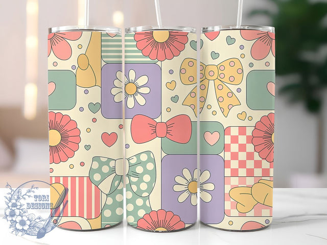 Floral Coquette Spring Tumbler, Girly Spring Tumbler, Summer Flowers 20oz Wrap, Sublimation Design, Feminine Gift Idea, Whimsical Floral Wrap, Stylish Coquette Tumbler Sublimation ToriDesigns 