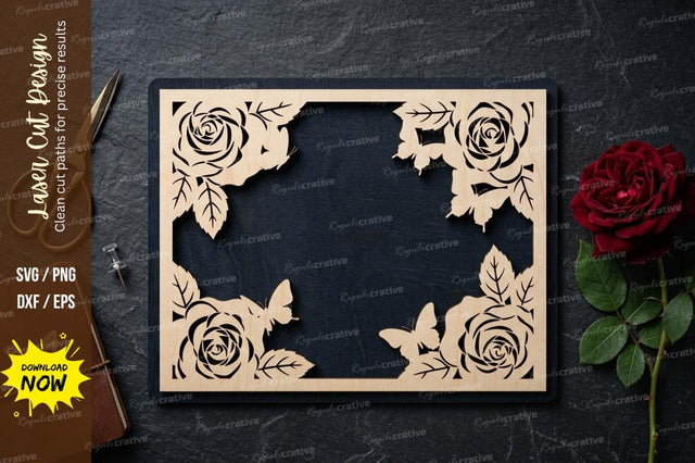 Floral Corner Frame laser Cut svg Cutting file SVG Regulrcrative 